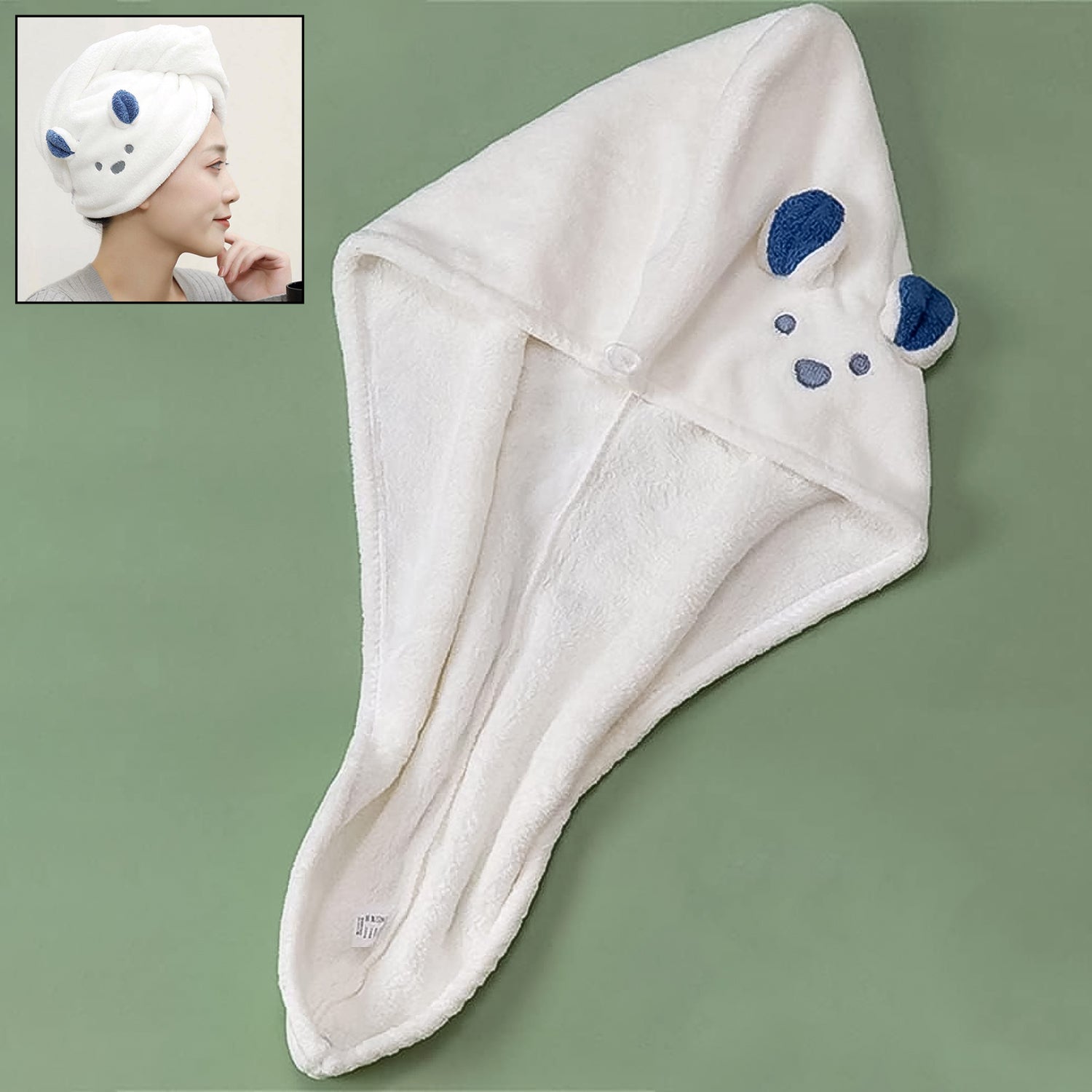 Soft Microfiber Hair Drying Towel Wrap with Cute Animal Ears & Button Closure (1 Pc) Soft Microfiber Hair Drying Towel Wrap with Cute Animal Ears & Button Closure (1 Pc)